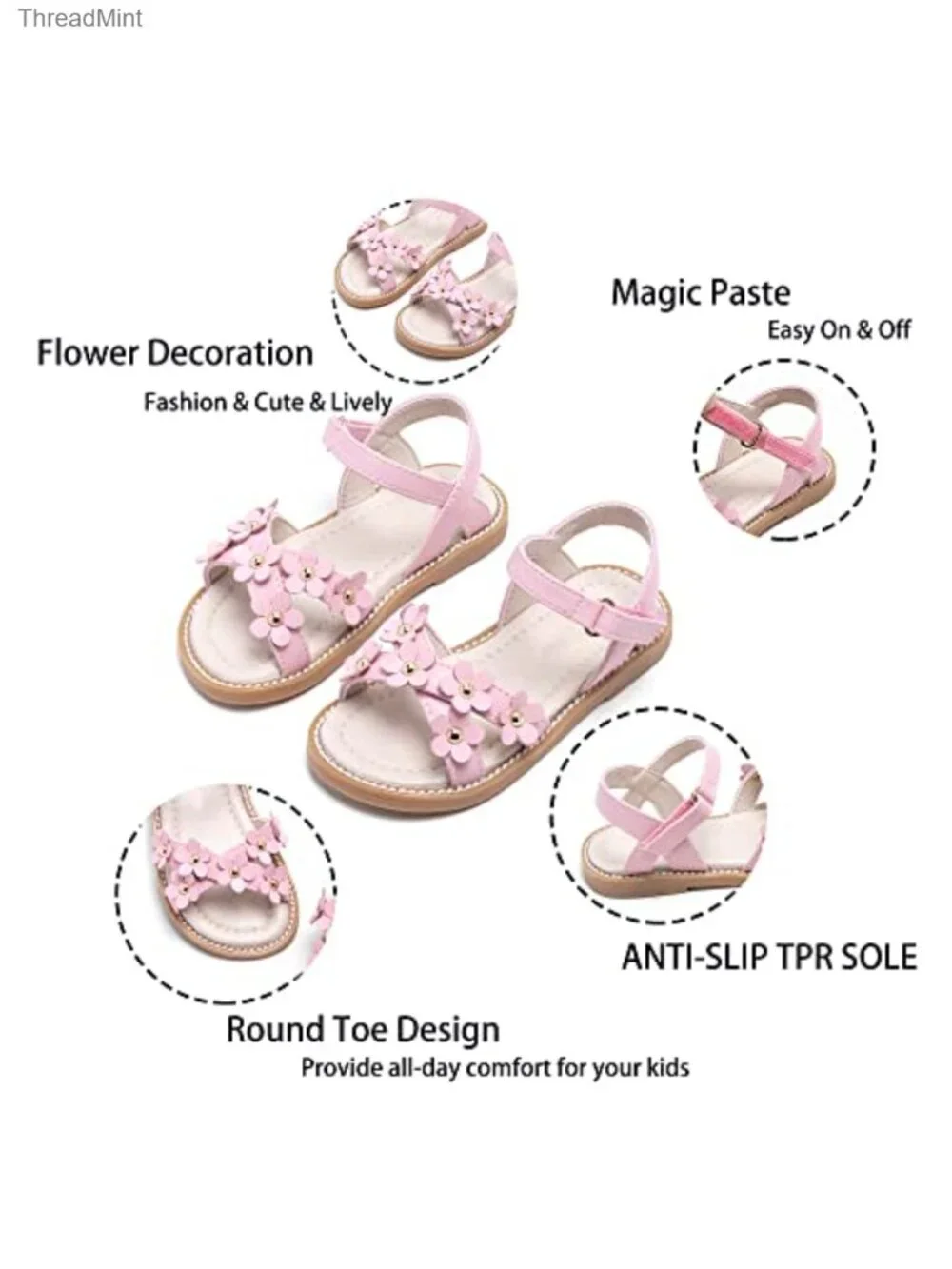 Toddler Girl Sandals Open Toe Dress Shoes Wedding Party Ballet